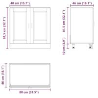 Spoelbakonderkast Porto 80x46x81,5 cm bewerkt hout bruin eiken - thumbnail