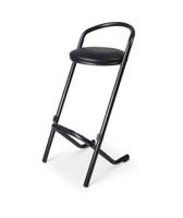 Stapelbare barkruk Utrecht grijs hamerslag frame met zwarte skai zitting - thumbnail