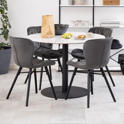 Bendt Ronde Eettafel 'Clement' Ø105cm, Wit Marmer/Zwart, kleur Wit/Zwart