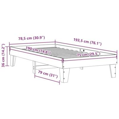 Bedframe zonder matras massief grenenhout wit 75x190 cm