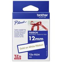 Labeltape textiel ongelamineerd Brother TZe, TZ TZe-R234 Tapekleur: Wit Tekstkleur:Goud 12 mm 4 m - thumbnail
