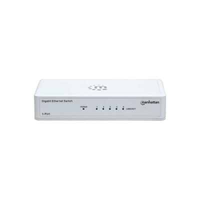 Manhattan Fast Ethernet Switch (kunststof behuizing, desktopformaat, IEEE 802.3az (Energy Efficient Ethernet)) wit 5-poort Gigabit Ethernet Switch wit