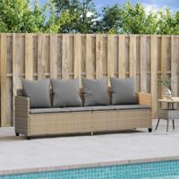 Ligbed met kussens poly rattan beige - thumbnail