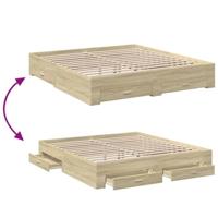 Bedframe met lades bewerkt hout sonoma eikenkleurig 180x200 cm - thumbnail