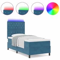 Boxspringbed met matras en LED fluweel donkerblauw 100x200 cm - thumbnail