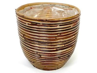 Rotan Ronde Mand Stripe diameter 18 cm bloempot Van der Leeden - Van der leeden