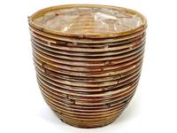 Rotan Ronde Mand Stripe diameter 18 cm bloempot Van der Leeden - Van der leeden - thumbnail