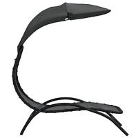 Ligbed met luifel 167x80x195 cm stof en staal donkergrijs - thumbnail