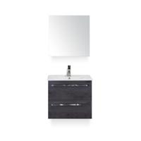 Seville Badmeubelset 60 cm - Black Oak - Keramische Wastafel Wit Enjoy - met Spiegelkast - thumbnail