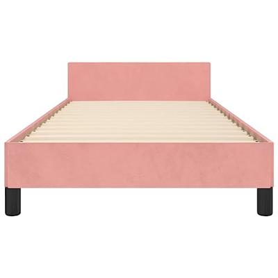Bedframe met hoofdeinde fluweel roze 90x200 cm