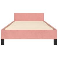 Bedframe met hoofdeinde fluweel roze 80x200 cm - thumbnail