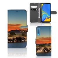 Samsung Galaxy A7 (2018) | Telefoonhoesje | Met pasjeshouder | Olifanten - thumbnail