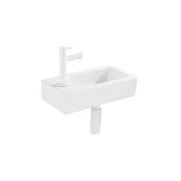 QeramiQ Fuente Fonteinset - 37.5x18.5x9cm - keramiek - kraangat links - fonteinkraan wit mat - afvoerplug - verlaagd sifon - Glans wit SW1122449 / SW696206 / SW696216 / SW1210972 - thumbnail