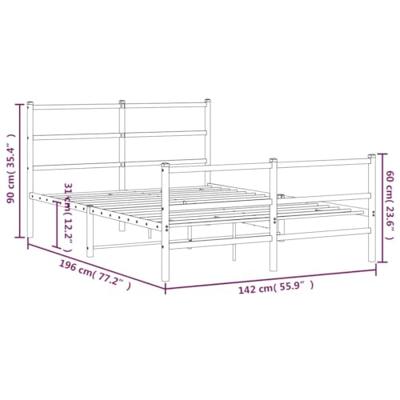 Bedframe met hoofd- en voeteneinde metaal wit 135x190 cm