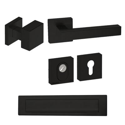 Hardbrass Voordeurset Quadro excentrisch vierkant SKG3 met kerntrekbeveiliging - zwart