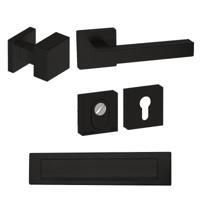 Hardbrass Voordeurset Quadro excentrisch vierkant SKG3 met kerntrekbeveiliging - zwart - thumbnail