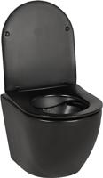 Saqu Please compact hangtoilet randloos met softclose toiletbril mat zwart - thumbnail