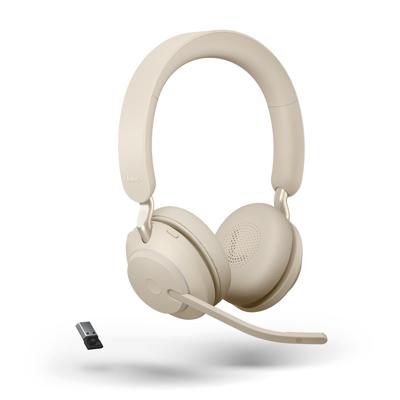 Evolve2 65 MS Stereo Beige - Bluetooth Headset - on-ear - Bluetooth adapter - USB-A - noise isolating - beige