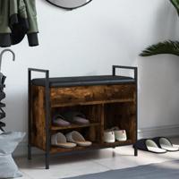 Schoenenbankje 65,5x32x57,5cm bewerkt hout gerookt eikenkleurig - thumbnail