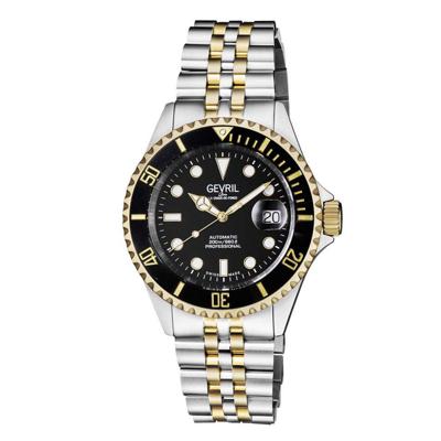 Gevril Men's Wall Street Black Dial Two Tone IP Gold Stainless Steel Bracelet Watch 4855B Heren Horloge Gevril Men's Wall Street Black Dial Two Tone IP Gold Stainless Steel Bracelet Watch 4855B Heren Horloge