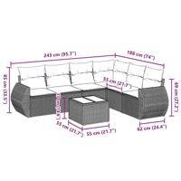6-delige Loungeset met kussens poly rattan lichtgrijs - thumbnail