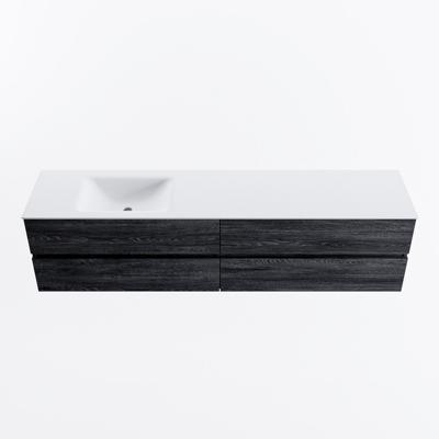 MONDIAZ VICA 200cm badmeubel onderkast Antracite 4 lades. Wastafel CLOUD links 1 kraangat, kleur Talc.