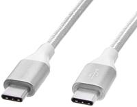 Amazon Basics Snellaadkabel, USB-C naar USB-A 2.0, omwikkeld met nylon vlecht, 480 MBit/s, USB-IF-gecertificeerd, voor Apple iPhone 15, iPad, Samsung Galaxy, tablets, laptops, 3 m, zilverkleur - thumbnail