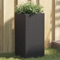 Plantenbakken 2 st 30x30x60 cm poly rattan zwart - thumbnail