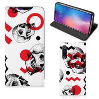 Mobiel BookCase Xiaomi Mi 9 Skull Red - thumbnail
