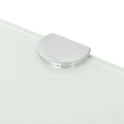 Hoekschap met chromen dragers 25x25 cm glas wit Hoekschap met chromen dragers 25x25 cm glas wit