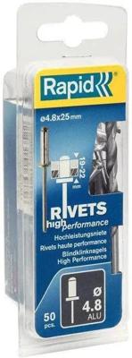 Rapid High Performance Blindklinknagels Ø 4.8x25mm + boor in blister (50 stuks)