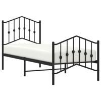 Bedframe met hoofd- en voeteneinde metaal zwart 75x190 cm - thumbnail