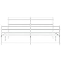 Bedframe met hoofd- en voeteneinde metaal wit 200x200 cm - thumbnail