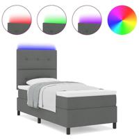 Boxspringbed met Matras & LED in donkergrijs, 100 x 200 cm, stof - thumbnail