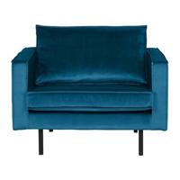WOOOD Fauteuil 'Rodeo' Velvet, kleur Blauw - thumbnail