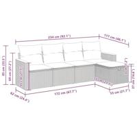5-delige Loungeset met kussens poly rattan beige - thumbnail