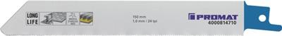 Promat/Tecwerk Reciprozaagblad | lengte 150 mm breedte 19 mm | tandverdeling TPI 24 1 mm | gefreesd, golvend | 5 stuks / kaart - 4000814710