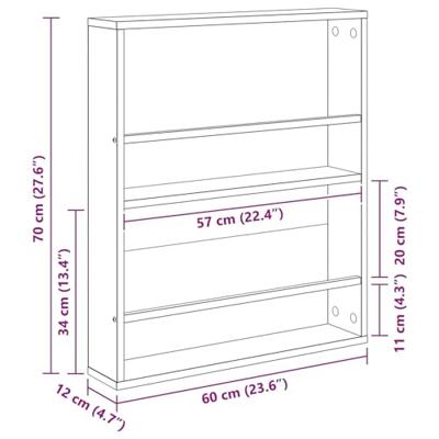 Tijdschrift Rek 2 pcs Grijs Sonoma 60 x 12 x 70 cm Bewerkt hout Tijdschrift Rek 2 pcs Grijs Sonoma 60 x 12 x 70 cm Bewerkt hout