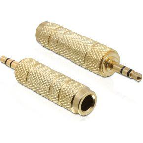 Delock 65360 65360 Jackplug Audio Adapter [1x Jackplug male 3,5 mm - 1x Jackplug female 6,3 mm] Goud