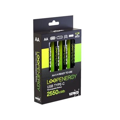 Verico LoopEnergy USB-C® Oplaadbare batterij (USB-C) Li-ion 1700 mAh 1.5 V 4 stuk(s) Verico LoopEnergy USB-C® Oplaadbare batterij (USB-C) Li-ion 1700 mAh 1.5 V 4 stuk(s)