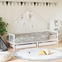 Kinderbedframe met lades 80x200 cm massief grenenhout wit - thumbnail