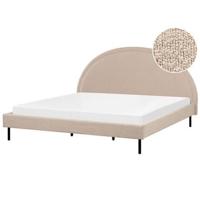 Beliani - MARGUT - Bed - Beige - 180 x 200 cm - Bouclé - thumbnail