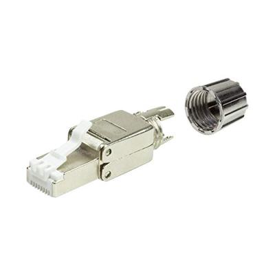 LogiLink MP0080-CAT MP0080 veldconfectioneerbare RJ45-stekker CAT 8.1-EconLine, grijs, roestvrij staal