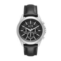 Armani Exchange horlogeband AX2604 Leder Zwart 22mm + zwart stiksel - thumbnail