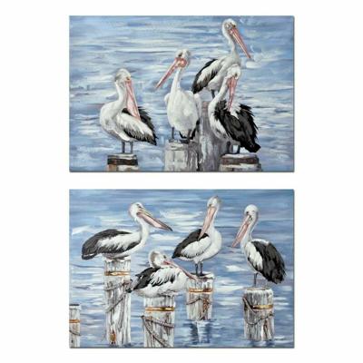 Schilderij DKD Home Decor Fågel Mediterrane (2 Stuks) (100 x 3 x 70 cm)