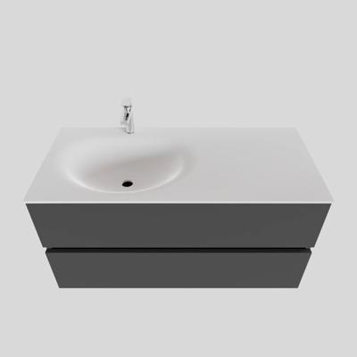 Badkamermeubel Solid Surface BWS Stockholm 100x46 cm Links Mat Antraciet (met 1 kraangat) Badkamermeubel Solid Surface BWS Stockholm 100x46 cm Links Mat Antraciet (met 1 kraangat)