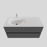 Badkamermeubel Solid Surface BWS Stockholm 100x46 cm Links Mat Antraciet (met 1 kraangat) - thumbnail