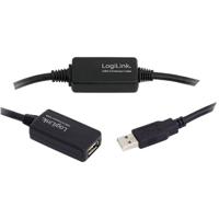 LogiLink UA0147 USB-kabel USB 2.0 USB-A stekker, USB-A bus 25.00 m Zwart - thumbnail