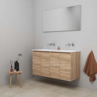 On-Line Badkamermeubelset - 120 cm - Bouwpakket - Greeploos 4 Deuren - Acryl Wastafel - zonder Kraangat - Spiegel - Eiken - thumbnail