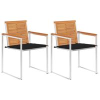 Tuinstoelen 2 st met kussens massief acaciahout en staal - thumbnail